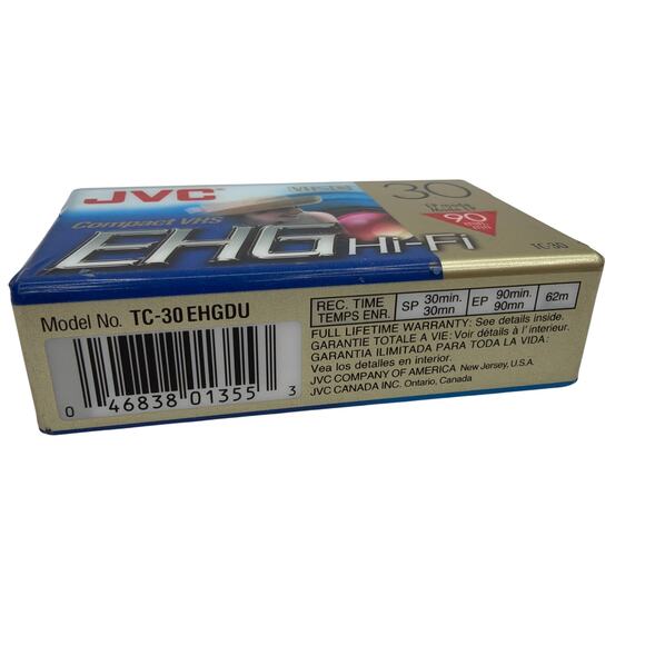 JVC VHS-C EHG Hi‑Fi TC‑30 Blank Camcorder Tape — 30min SP/90min EP — Sealed - Picture 3 of 3